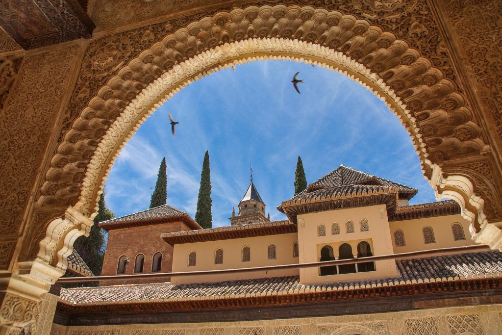 Historic buildings of the Alhambra palace complex in Granada, Spain